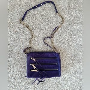Rebecca Minkoff Purple Leather Moto 3 Zip Crossbody Bag